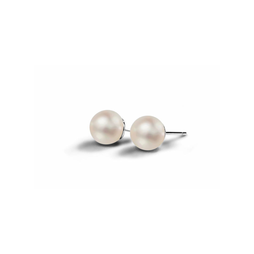 Recycled Silver Pearl Studs