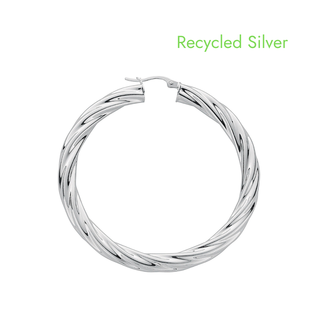 Silver Twisted Hoops