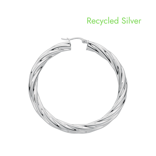 Silver Twisted Hoops